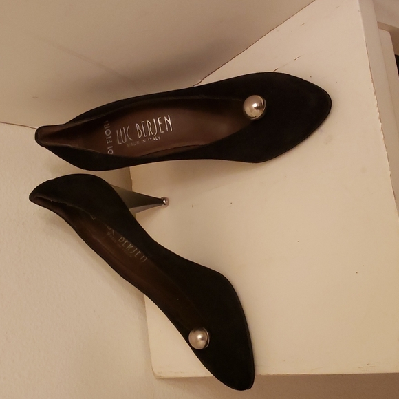 ♤ Luc Berjen Vintage Black Heels - Picture 1 of 8